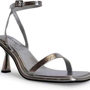 Elegant Silver Ankle Strap Heels